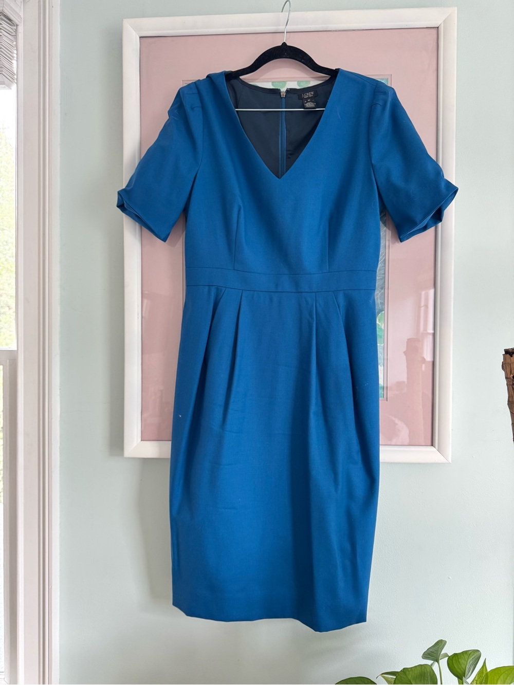 J. Crew V-Neck Midi Dress in Royal Blue